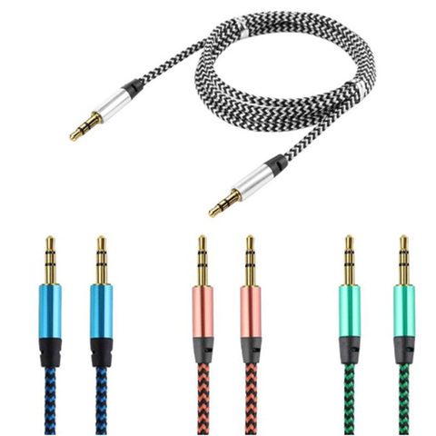 1m Nylon Jack Aux Cable 3.5 mm to 3.5mm Audio Cable Male to Male Kabel Gold Plug Car Aux Cord for iphone Samsung xiaomi ► Photo 1/5