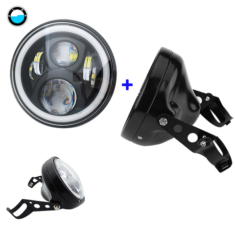 7 Inch 60W DOT SAE E9 Motorcycle Headlamp with angle eye Led Headlight 7inch housing bucket trim ring. ► Photo 1/6