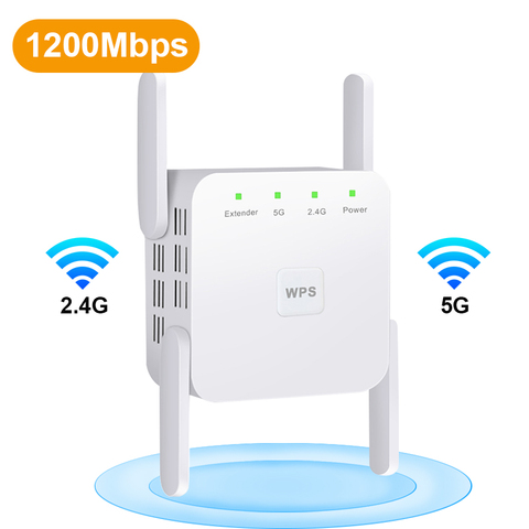 Wifi Extender 5G 2.4G Wifi Extender 1200M Dual Band WiFi Signal Amplifier  AC 4 Antennas Wi-Fi booster Wi Fi Access Point - Price history & Review