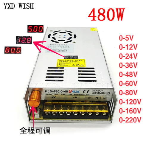 AC-DC Converter 110v 220v to DC 12V 24V 36V 48V 60V 80V 120V 480W Digital Display Adjustable Switching Power Supply Adapter ► Photo 1/1