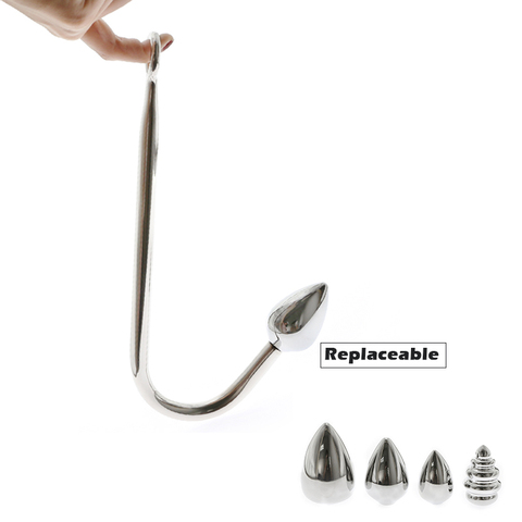 Replaceable Stainless steel anal hook with beads hole metal butt plug anus fart putty slave Prostate Massager BDSM toys ► Photo 1/6