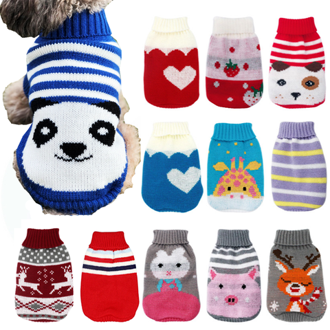Winter Cartoon Dog Clothes Warm Christmas Sweater For Small Yorkie Pet Clothing Coat Knitting Crochet Cloth XS-3XL ► Photo 1/1