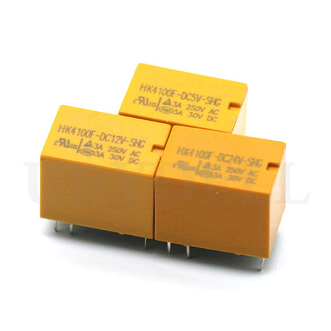 10pcs/lot Mini Power Relay HK4100F-DC3V-SHG HK4100F-DC5V-SHG HK4100F-DC12V-SHG HK4100F-DC24V-SHG 3V 5V 12V 24V 3A 6pins Relays ► Photo 1/1