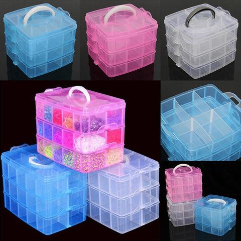 3 Layers 18 Compartments Clear Storage Box Container Jewelry Bead Organizer Case ► Photo 1/6