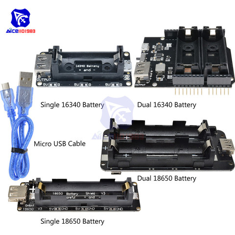 diymore ESP8266 ESP32 ESP32S WeMos 16340 18650 Battery Charger Shield Board Micro USB Type-C Output 5V/2A for Arduino Power Bank ► Photo 1/6