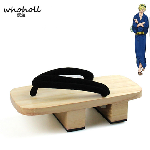 WHOHOLL One Piece Sanji kimono Cosplay Costume man geta slippers Japanese Wooden clogs Flip-flops Man Sandals ► Photo 1/6
