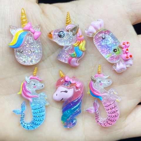 12pcs Unique Mixed shiny Unicorn / candy Flat Back Figurine DIY Wedding Scrapbook Decor Home Craft C01 ► Photo 1/6