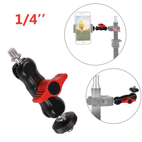 Dual Ball Head hot Shoe Adapter Magic Arm Adjustable 1/4