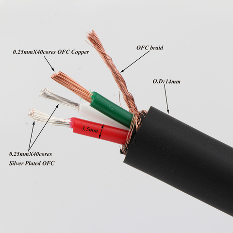 FP-314Ag 13mm Diameter 80 Cores Silver Plated OFC Conductor+ 40 Cores Copper + Braid HIFI Power Wire for DIY Audo  Cable ► Photo 1/6