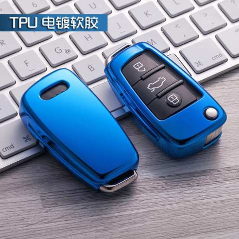 New Gift TPU soft car key case For Audi Q3 A4L A6L Q5 Q7 A1 A3 flip key cover 6 color accessories with keychain car styling ► Photo 1/6