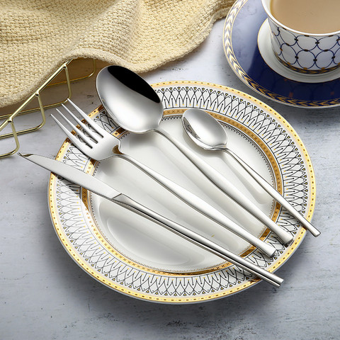 Stainless Steel Cutlery Silverware Spoon Set Dinner Set Matte Gold Cutlery Knives Forks Spoons Dinnerware Set Eco Friendly ► Photo 1/6