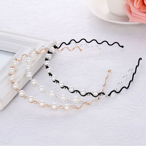 2022 New Women Simple Pearls Headband All-match Hair Bundle Girls Hair Band Fashion Accessories Crystal Pearls Head Hoop ► Photo 1/5