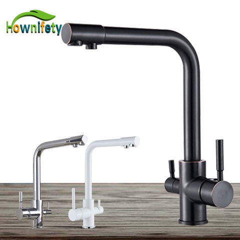 ORB White Black Kitchen Sink Faucet Purified Water Rotation Hot Cold Mixer Dual Handle  Tap Deck Mount ► Photo 1/6