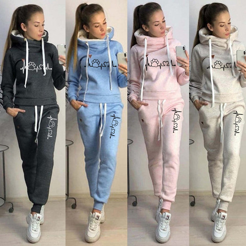 Two Piece Sets Casual Tracksuit Women Hooded Pullover Hoodies and Pants Suit Outfits Female Sweatshirts Autumn Spring Tracksuits ► Photo 1/6