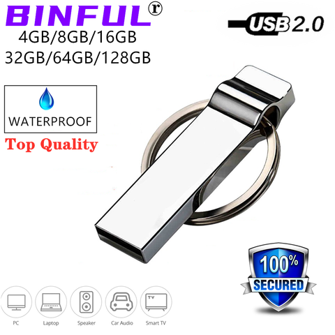 2022 New BiNFUL usb flash drive 32gb pen drive 4GB 16GB pendrivne 64gb waterproof metal memory stick 128GB 8GB thumb drive LOGO ► Photo 1/6