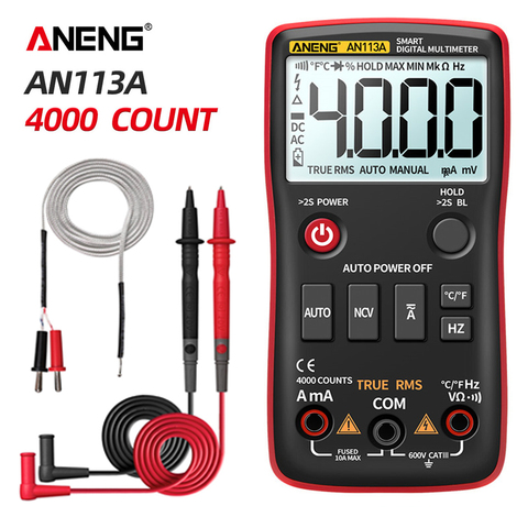 ANENG AN113A Digital Multimeter True RMS with Temperature Tester 4000 Counts Auto-Ranging AC/DC Transistor Voltage Meter ► Photo 1/6