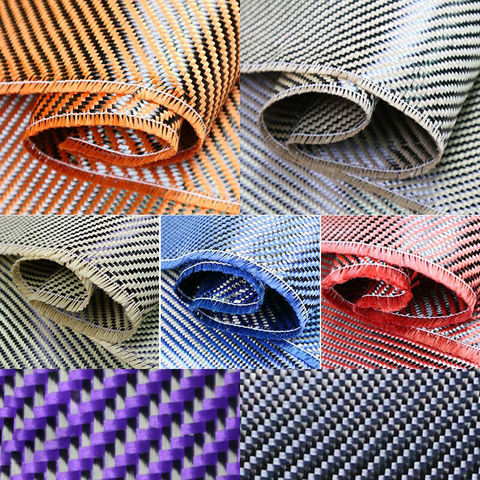Aramid Carbon Fiber Blended Fabric Cloth Red/Yellow/Blue/Green/Purple/Grey Black ► Photo 1/6