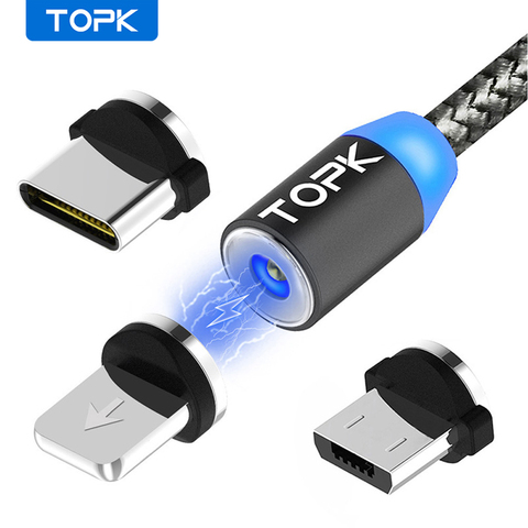 TOPK Magnetic Cable 1m USB Type C Magnet Charger Micro USB Cable for Samsung Xiaomi Mobile Phone Cable USB C ► Photo 1/6