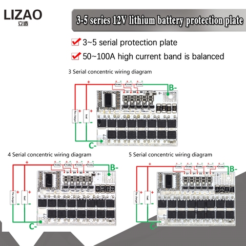 3S 4S 5S Bms 12v 16.8V 21V 3.7V 100A Li-ion Lmo Ternary Lithium Battery Protection Circuit Board Li-polymer Balance Charging ► Photo 1/6