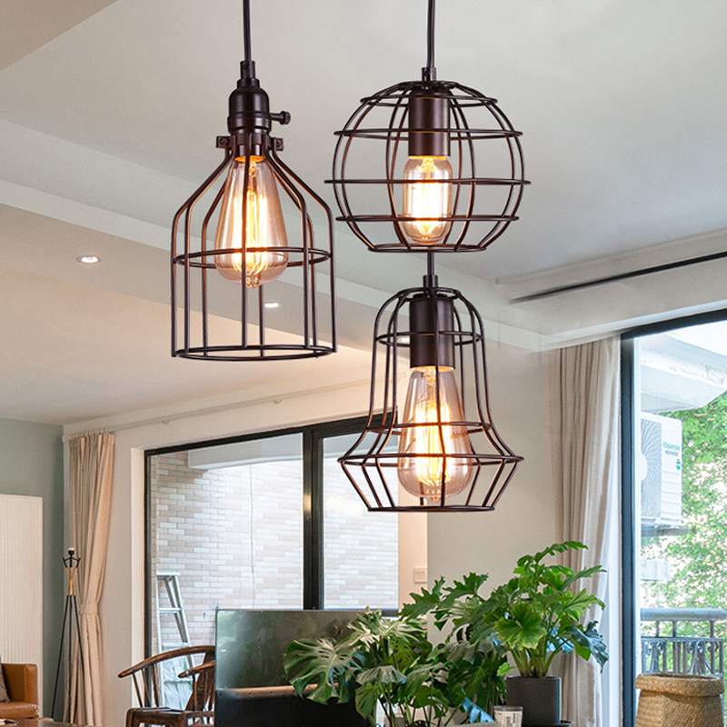 Retro Pendant Light Loft Vintage Lantern Ceiling Lamp Chandelier Home Cafe Iron 