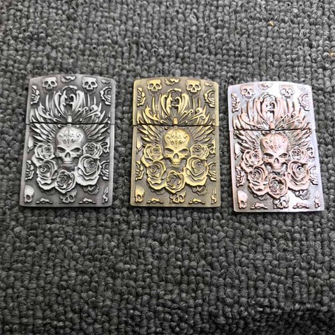 Metal Badge for Kerosene lighter Oil Lighter DIY Handmade Smoker Accessories Gadgets Lighters Skull carving 015 ► Photo 1/4