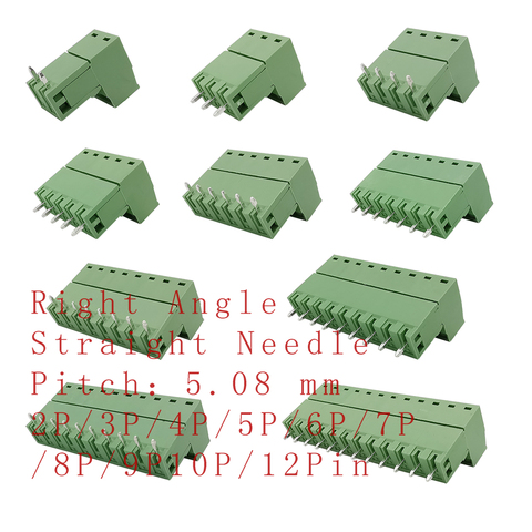 2-12Pin 2EDG5.08 PCB Screw Terminal Block Connector 2EDG 5.08mm Pitch Straight Needle/Right Angle Curved Pin Header Plug Socket ► Photo 1/6