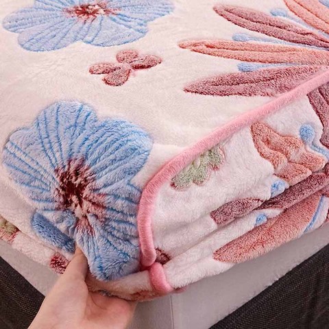 WOSTAR Winter warm flannel elastic band fitted sheet 3D print floral plush super soft queen king size bed sheet and pillowcases ► Photo 1/6