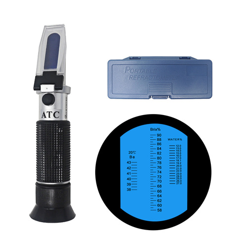 58-90%/12-27%/38-43Be' Tri-Scale Honey Refractometer Brix / Moisture / Baume Tester Meter ATC, Sugar Water Content Level ► Photo 1/6