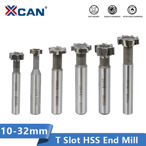 XCAN HSS End Mill 10 12 16 20 30 32mm Slot Router Bit For Metal Milling CNC T Slot Milling Cutter ► Photo 1/6