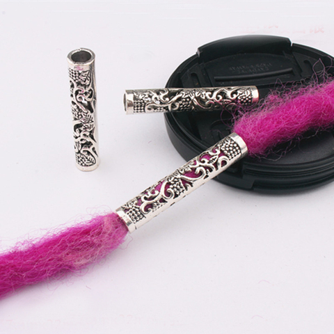 10Pcs/Lot silver metal hollow hair braid dread dreadlock beads rings tube cuffs Accessories approx 5mm hole ► Photo 1/6