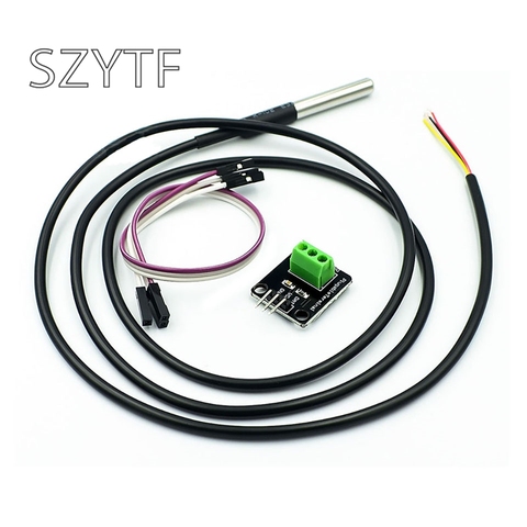 DS18B20 Temperature Sensor Module Kit Waterproof 100CM Digital Sensor Cable Stainless Steel Probe Terminal Adapter For Arduino ► Photo 1/3