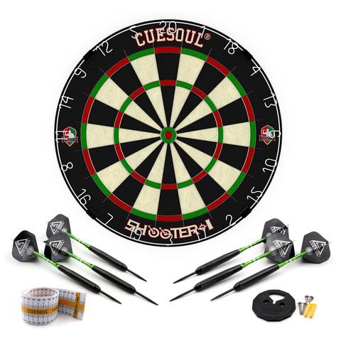 CUESOUL SHOOTER-I Official Size Tournament Sisal Bristle Dartboard with Dart Set,Approved by The WDF for Steel Tip Darts ► Photo 1/1