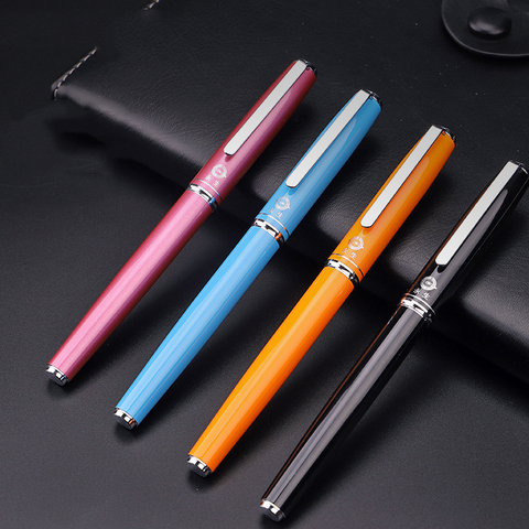 2022 New Arrival Hided Nib Fountain Pen Silver Clip Black Blue Orange Rose-red for Choose Ink Pens 0.38mm Writing Stationery ► Photo 1/5