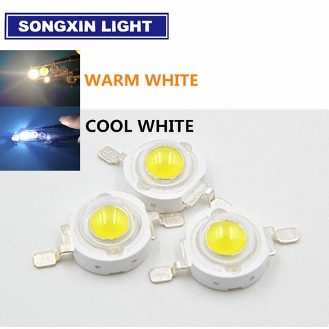 100pcs 1W LED High power Lamp beads Pure White/Warm White 300mA 3.2-3.4V 100-120LM 30mil ► Photo 1/5