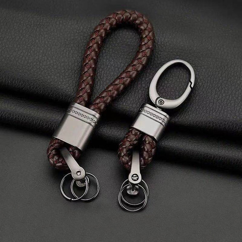 Leather Knitting Rope KeyChain High-Grade Hand Woven Leather Car KeyChains For Women Man Fashion Key Accessory Keyrings Gifts ► Photo 1/5