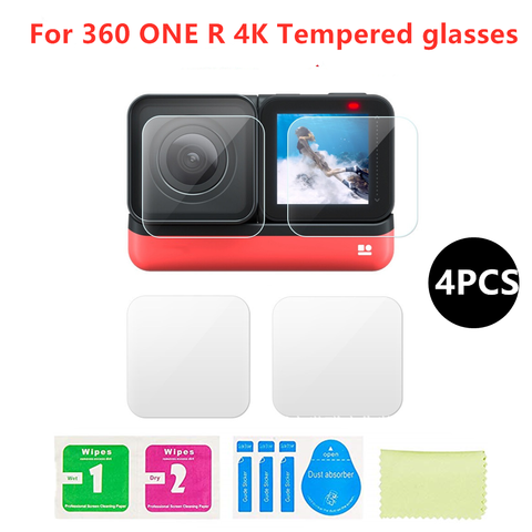 4Pcs Insta360 ONE R Twin Edition Tempered glasses Insta 360 ONE R 4k wide angle Camera Len Film Glass Protection Accessories ► Photo 1/6
