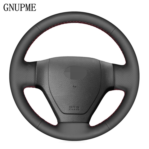 DIY Hand-stitched Black Artificial Leather Car Steering Wheel Cover for Hyundai Getz 2002 2003 2004 2005 2006 ► Photo 1/6