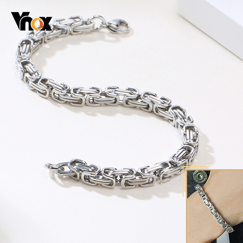 Vnox Punk Heavy Byzantine Chain Men's Bracelet Solid Thick Metal Stainless Steel Cubic Link Chain Chunky Gothic Rock Wristband ► Photo 1/6