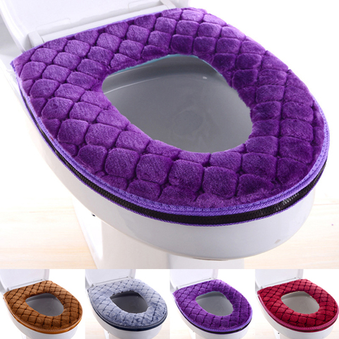 Bathroom Toilet Seat Cover Soft Thicker Warm Plush Toilet Cover Seat Lid Pad Home Decor Soft Zipper Washable Toilet Seat Cover ► Photo 1/6