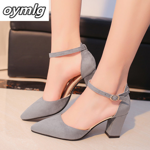 2022 Sandalias femeninas high heels Autumn Flock pointed sandals sexy high heels female summer shoes Female sandals mujer s040 ► Photo 1/6