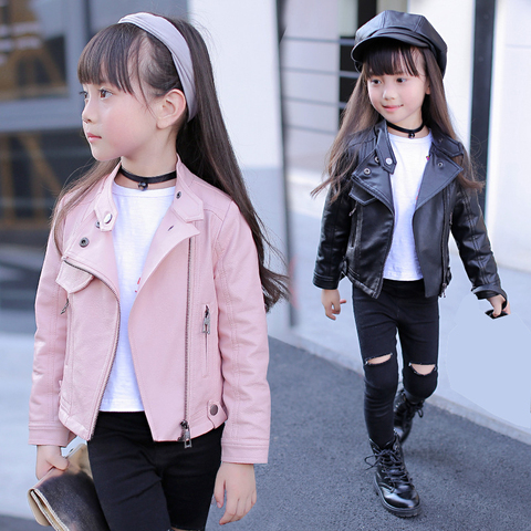 Pu Girls Teens Jackets Girl Kids Classic Collar Coats Teen Windbreaker Clothing Children's Outerwear 3-12 Years Girls Jackets ► Photo 1/6