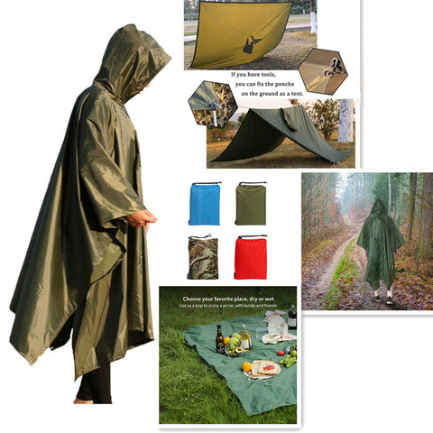 3 in 1 Raincoat Backpack Rain Cover Rain Coat Hood Hiking Cycling Rain Cover Poncho Raincoat Waterproof Outdoor Camping Tent Mat ► Photo 1/6