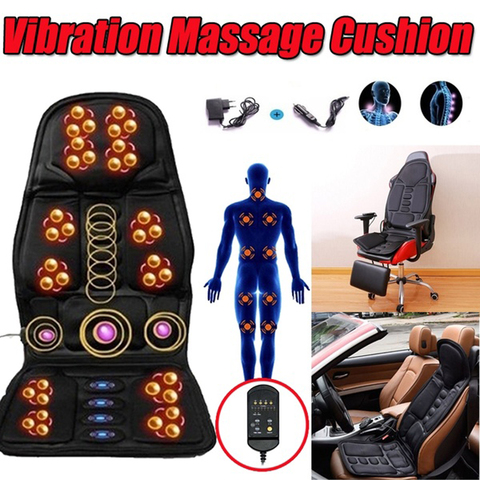 Car Electric Massage Chair Pad Heating Vibrating Back Massager Chair Cushion Home Office Lumbar Pain Relief With Remote Controls ► Photo 1/1
