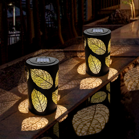 Solar Hanging Lanterns Outdoor Waterproof Leaf Solar Lights Decorative Metal Solar Lantern Tabletop Lamp for Garden Yard Desk ► Photo 1/6