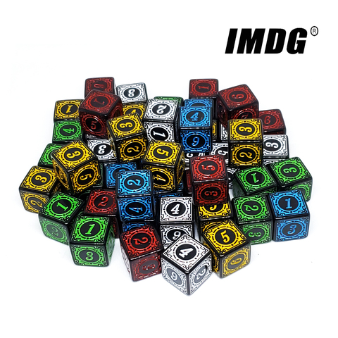10pcs/pack Acrylic D6 Carved Pattern Dice 6-sides Accessories Polyhedron Colorful DND Dice Digital Game Dice ► Photo 1/6