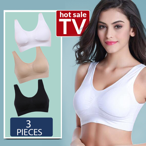 3PCS/lot Seamless Bra With Pads Plus Size Bras For Women Active Bra Wireless Brassiere Push Up Big Size Vest Wireless BH 5XL ► Photo 1/6
