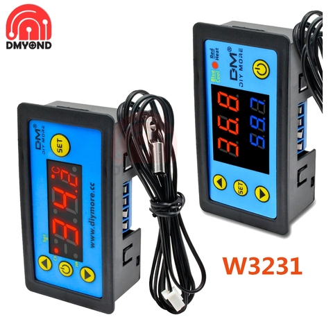 W3231 Single/Dual LED Display Digital Temperature Controller AC 110-220V DC 12V 24V Heat Cool Control Thermostat with NTC Sensor ► Photo 1/6