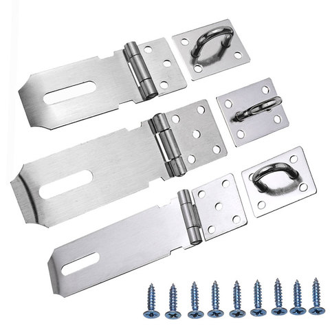 Anti Theft Door Lock Stainless Steel Gate Hasp Staple Padlock Clasp Shed Latch Hardware Tools Hasps ► Photo 1/6