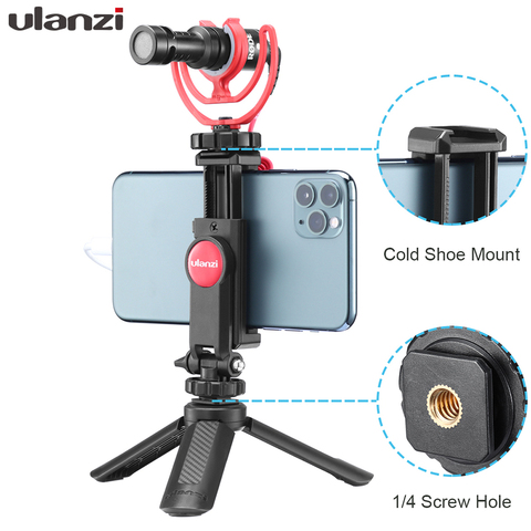 Ulanzi ST-06 Adjustable Phone Holder with 1/4 Screw Hot Shoe Mount Quick Release Vlog Video Shooting For DSLR Camera Smart Phone ► Photo 1/1