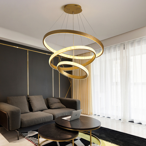 2022Modern Round Circle Chandelier Lighting Gold Chandeliers Circular Geometry Creative Lamp Led Lights Indoor Lighting Fixtures ► Photo 1/6